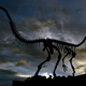 The fossilized skeleton of a dinosaur outside a Brazilian research center.